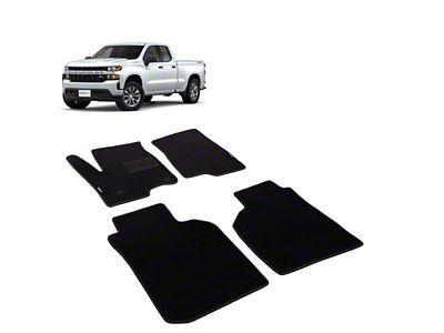 Custom Fit Front and Rear Floor Liners; Black (19-24 Silverado 1500 Double Cab)
