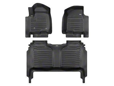 Custom Front and Rear Floor Mats; Black (19-25 Silverado 1500 Crew Cab)