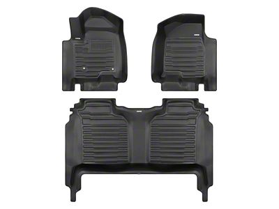 Custom Front and Rear Floor Mats; Black (19-24 Silverado 1500 Crew Cab)