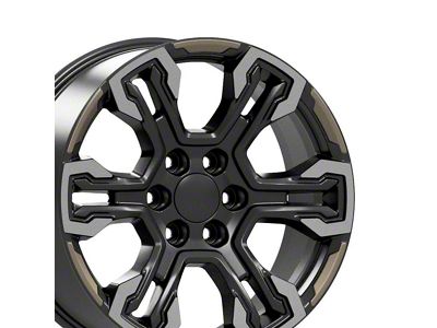 CV65 Gloss Black Machined with Tan Accents 6-Lug Wheel; 20x9; 26mm Offset (19-25 Silverado 1500)