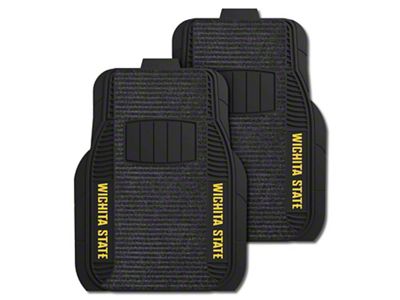 Deluxe Front Floor Mats with Wichita State University Logo; Black (Universal; Some Adaptation May Be Required)