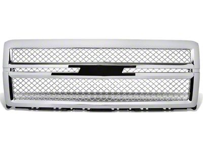 Diamond Mesh Style Upper Replacement Grille; Chrome (14-15 Silverado 1500)