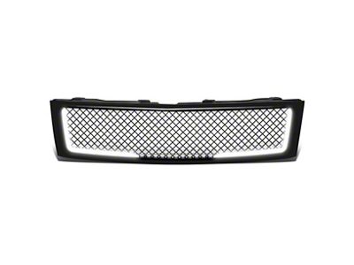 Diamond Mesh Style Upper Replacement Grille with LED DRL Lights; Black (07-13 Silverado 1500)