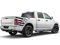 Distressed US Flag Bed Decal; Matte Black (07-24 Silverado 1500)