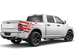Distressed US Flag Bed Decal; Red (07-25 Silverado 1500)
