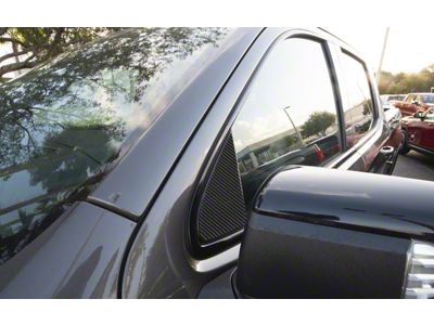 Door A-Pillar Accent Trim; Domed Carbon Fiber (19-25 Silverado 1500)