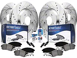 Drilled and Slotted 6-Lug Brake Rotor, Pad, Brake Fluid and Cleaner Kit; Front and Rear (14-18 Silverado 1500)