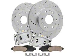 Drilled and Slotted 6-Lug Brake Rotor, Pad and Caliper Kit; Front (07-18 Silverado 1500)
