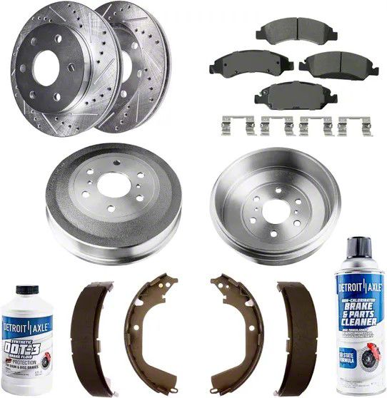 Silverado 1500 Drilled and Slotted 6Lug Brake Rotor, Pad, Brake Fluid
