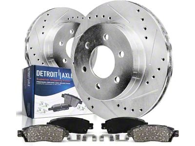 Drilled and Slotted 6-Lug Brake Rotor and Pad Kit; Front (05-18 Silverado 1500 w/ Rear Drum Brakes)