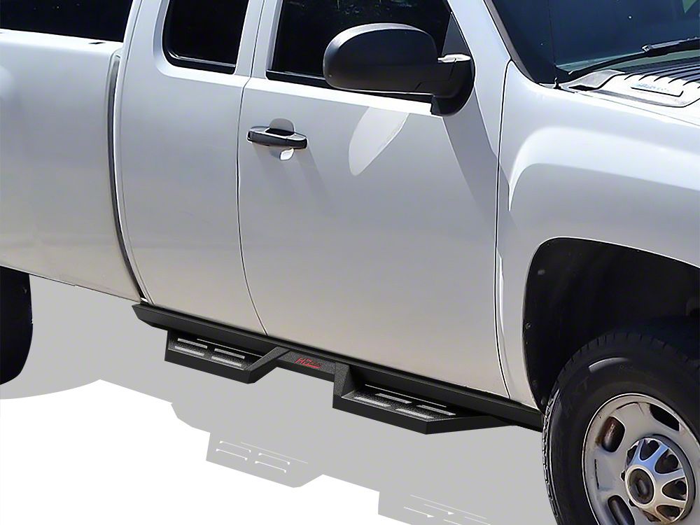 Silverado 1500 Drop Down Style Nerf Side Step Bars; Matte Black (0718
