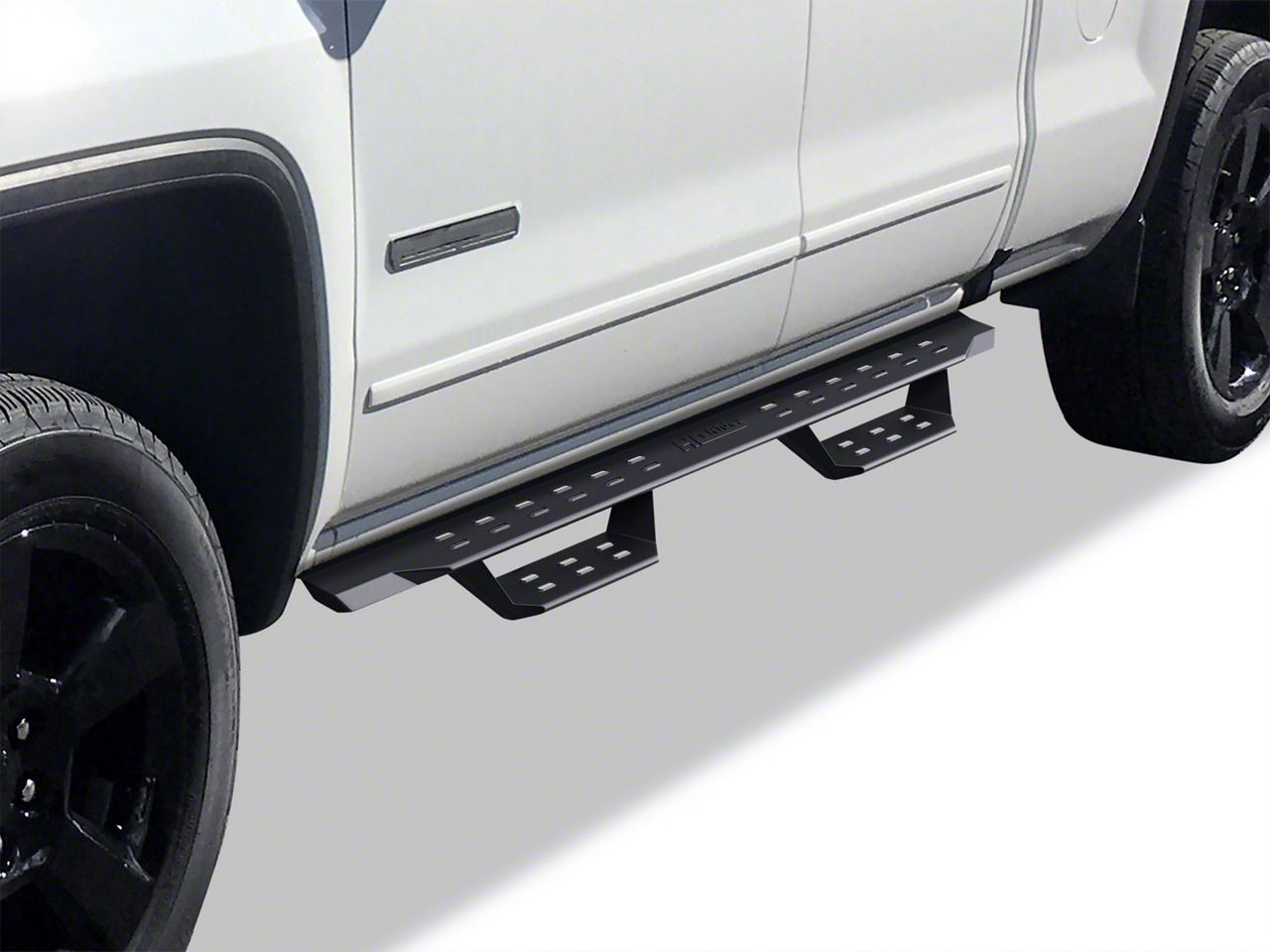 Silverado 1500 Drop Down Style Nerf Side Step Bars; Matte Black (0718