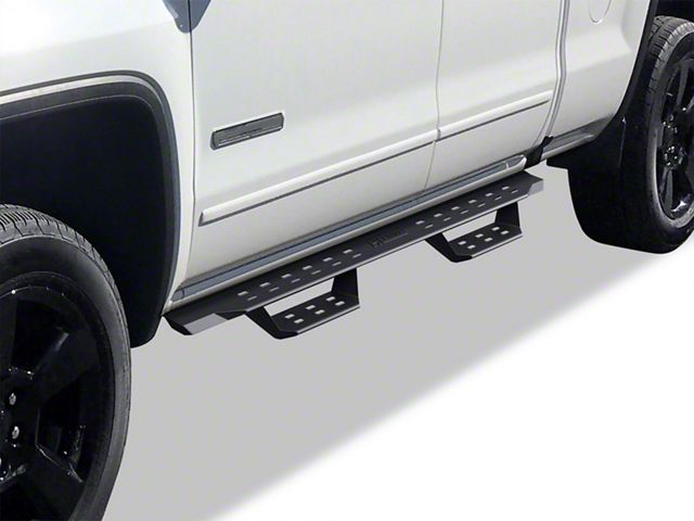 Drop Down Style Nerf Side Step Bars; Matte Black (07-18 Silverado 1500 Extended/Double Cab)