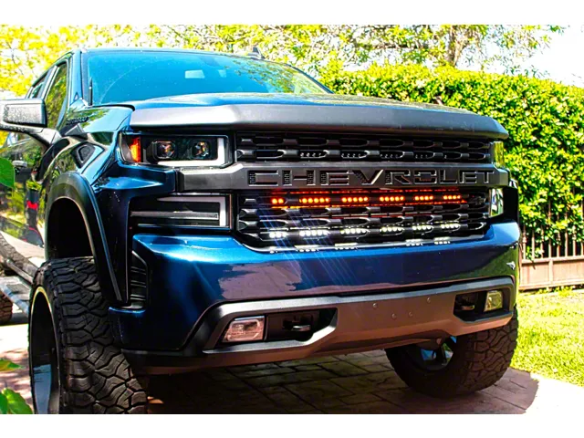 Dual 40-Inch Amber LED Light Bars with Grille Mounting Brackets (19-21 Silverado 1500; 2022 Silverado 1500 LTD)