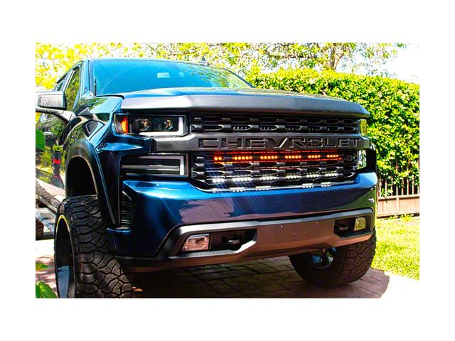 Dual 40-Inch White and Amber LED Light Bars with Grille Mounting Brackets (19-21 Silverado 1500)