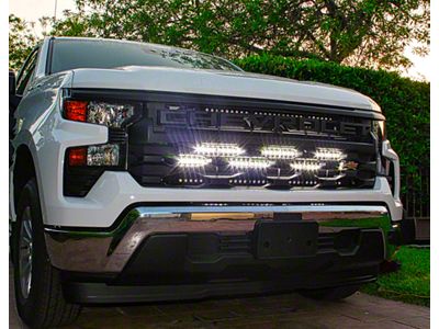 Dual 40-Inch White and Amber LED Light Bars with Grille Mounting Brackets (22-25 Silverado 1500)