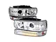 Dual Halo Projector Headlights with LED Sequential Turn Signals Bumper Lights; Chrome Housing; Clear Lens (99-02 Silverado 1500)