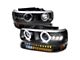 Dual Halo Projector Headlights with LED Sequential Turn Signals Bumper Lights; Matte Black Housing; Clear Lens (99-02 Silverado 1500)