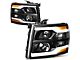 Dual LED DRL Projector Headlights with Amber Corner Lights; Black Housing; Clear Lens (07-13 Silverado 1500)