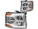Dual LED DRL Projector Headlights with Amber Corner Lights; Chrome Housing; Clear Lens (07-13 Silverado 1500)