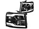 Dual LED DRL Projector Headlights with Clear Corner Lights; Black Housing; Clear Lens (07-13 Silverado 1500)