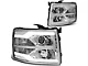 Dual LED DRL Projector Headlights with Clear Corner Lights; Chrome Housing; Clear Lens (07-13 Silverado 1500)