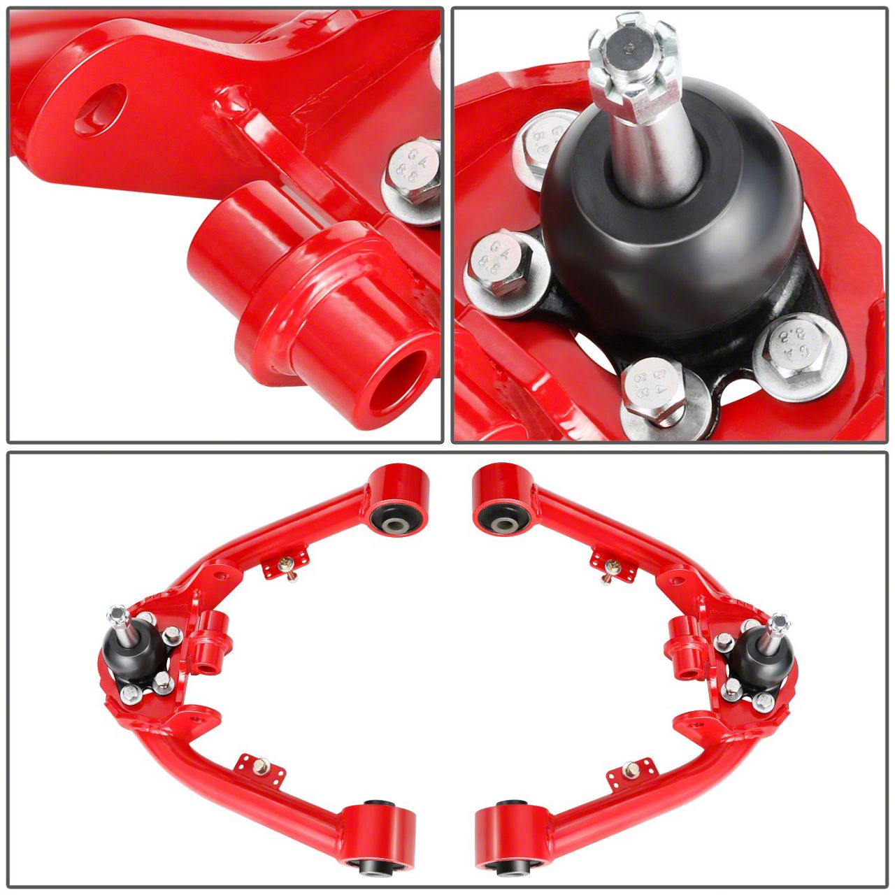 KAX Front Upper Control Arms For 2-4 Inch Lift On 99-06 Silverado/Sierra 1500 - Pair With Ball Joints, Greasable