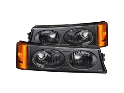 Euro Style Parking/Turn Signal Lights; Black (03-06 Silverado 1500)