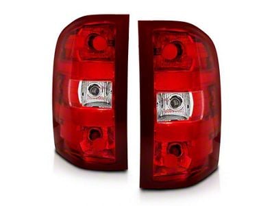 Euro Style Tail Lights; Chrome Housing; Red/Clear Lens (07-13 Silverado 1500)