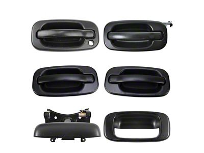 Exterior Door and Tailgate Handles; Front and Rear; Textured Black (04-06 Silverado 1500 Crew Cab)