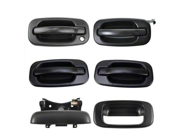 Exterior Door and Tailgate Handles; Front and Rear; Textured Black (04-06 Silverado 1500 Crew Cab)