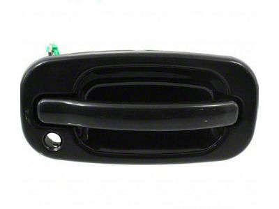 Replacement Exterior Door Handle with Key Hole; Smooth Black; Front Passenger Side (99-06 Silverado 1500)