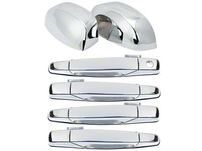 Exterior Door Handles and Mirror Cap Trim Kit; Chrome (07-13 Silverado 1500 Crew Cab)