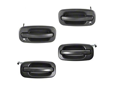 Exterior Door Handles; Front and Rear; Textured Black (04-06 Silverado 1500 Crew Cab)