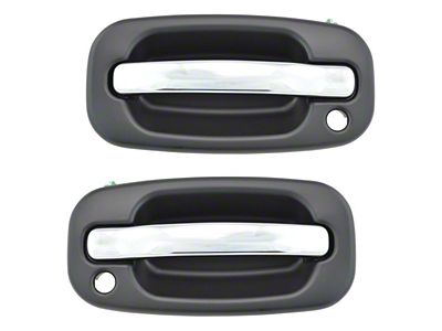 Exterior Door Handles; Front; Chrome and Black (99-06 Silverado 1500)