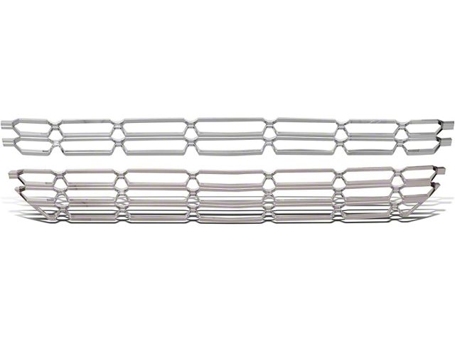 Factory Honeycomb Style Upper Grille Overlay; Chrome (16-18 Silverado 1500 LS, LT, WT)