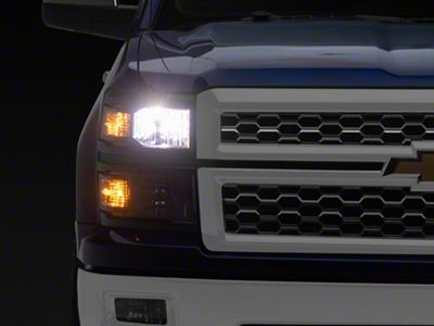 Factory Style Headlights with Amber Corners; Black Housing; Clear Lens (14-15 Silverado 1500)