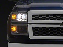 Factory Style Headlights with Amber Corners; Chrome Housing; Clear Lens (14-15 Silverado 1500)