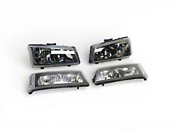 Factory Style Headlights; Black Housing; Clear Lens (03-06 Silverado 1500 w/o Factory Cladding)
