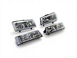 Factory Style Headlights; Chrome Housing; Clear Lens (03-06 Silverado 1500 w/o Factory Cladding)