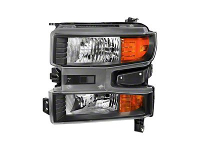 Factory Style Projector Headlight; Matte Black Housing; Clear Lens; Driver Side (19-21 Silverado 1500 w/ Factory Halogen Headlights; 2022 Silverado 1500 LTD w/ Factory Halogen Tail Lights)