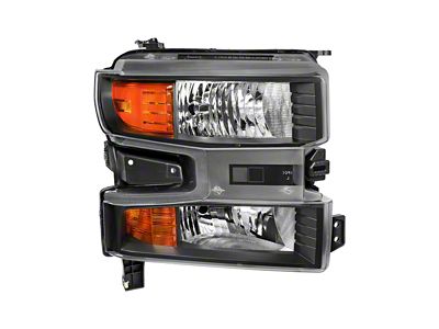 Factory Style Projector Headlight; Matte Black Housing; Clear Lens; Passenger Side (19-21 Silverado 1500 w/ Factory Halogen Headlights; 2022 Silverado 1500 LTD w/ Factory Halogen Tail Lights)