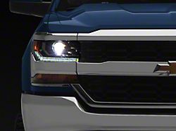 Factory Stytle LED DRL Projector Headlight; Chrome Housing; Clear Lens; Passenger Side (16-18 Silverado 1500 w/ Factory HID Headlights)