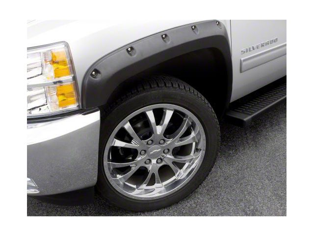 Elite Series Rivet Style Fender Flares; Front and Rear; Smooth Black (07-13 Silverado 1500)