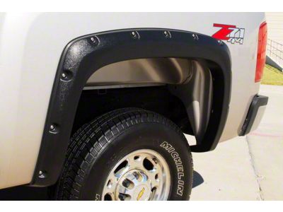 Elite Series Rivet Style Fender Flares; Rear; Smooth Black (07-13 Silverado 1500)