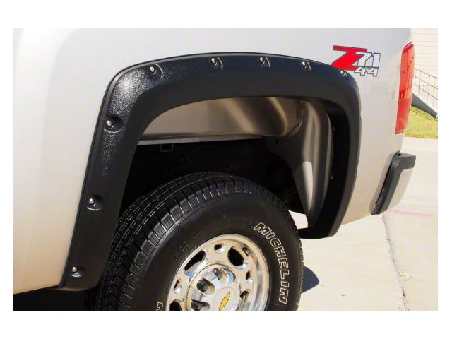 Elite Series Rivet Style Fender Flares; Rear; Textured Black (07-13 Silverado 1500)