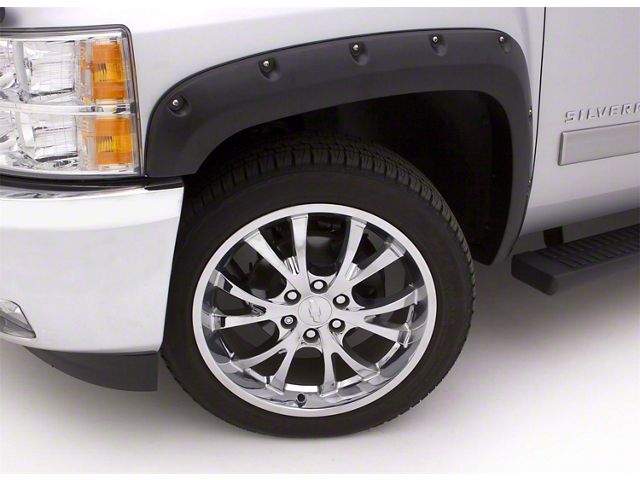 Elite Series Rivet Style Fender Flares; Front and Rear; Smooth Black (14-15 Silverado 1500 w/ 6.50-Foot Standard & 8-Foot Long Box)
