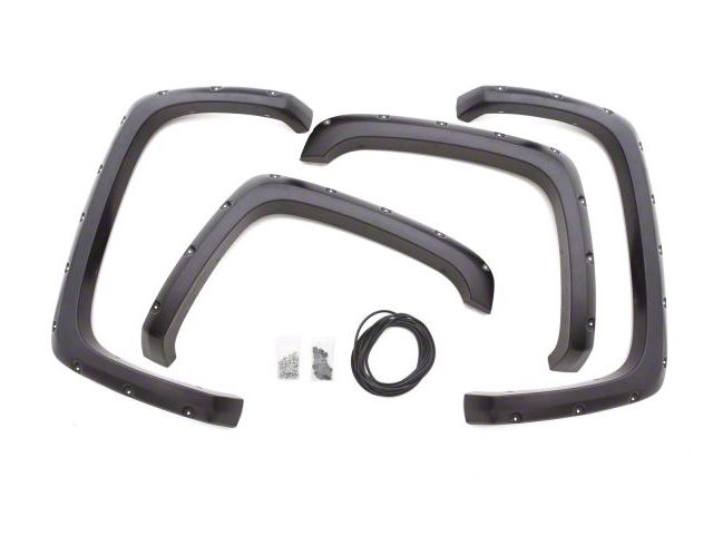 Elite Series Rivet Style Fender Flares; Front and Rear; Smooth Black (19-21 Silverado 1500)