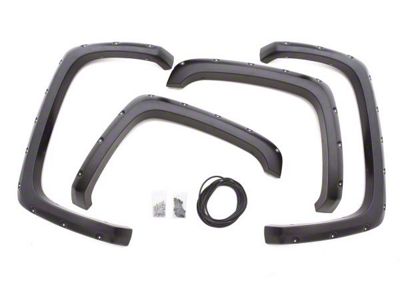 Elite Series Rivet Style Fender Flares; Front and Rear; Smooth Black (19-21 Silverado 1500)