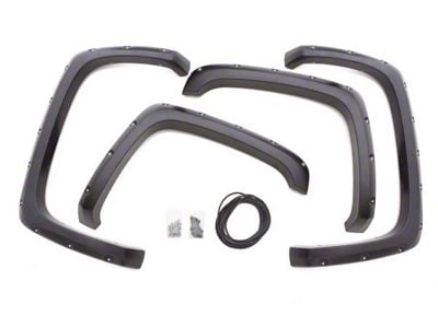 Elite Series Rivet Style Fender Flares; Front and Rear; Textured Black (19-21 Silverado 1500)